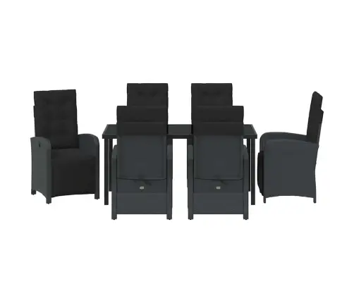 7 Daļu Dārza Galds Ar Spilveniem Melnā Poliratanā Vidaxl