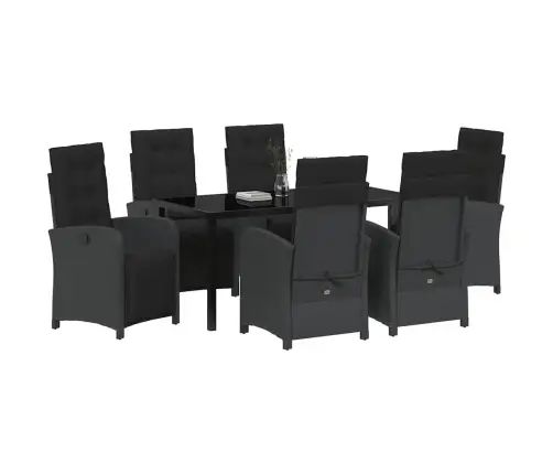 7 Daļu Dārza Galds Ar Spilveniem Melnā Poliratanā Vidaxl