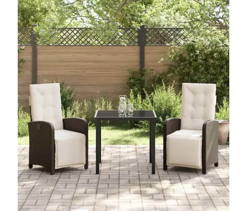 Sodo Valgomojo Komplektas Su Pagalve 3 Pcs Ruda Poliratanas