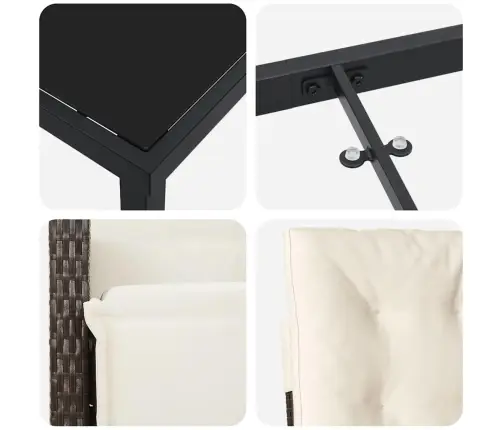 Sodo Valgomojo Komplektas Su Pagalve 5 Pcs Ruda Poliratanas