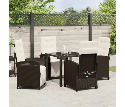 Sodo Valgomojo Komplektas Su Pagalve 5 Pcs Ruda Poliratanas