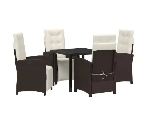 Sodo Valgomojo Komplektas Su Pagalve 5 Pcs Ruda Poliratanas