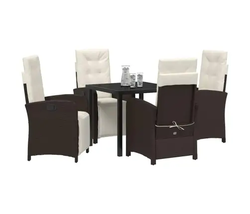 Sodo Valgomojo Komplektas Su Pagalve 5 Pcs Ruda Poliratanas