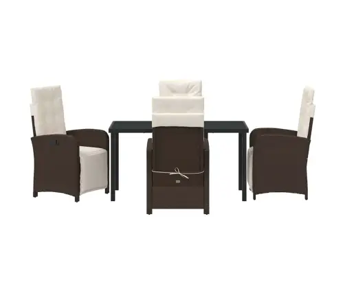 5 Gabalu Dārza Galds Ar Spilveniem, Brūns Polirasns Vidaxl