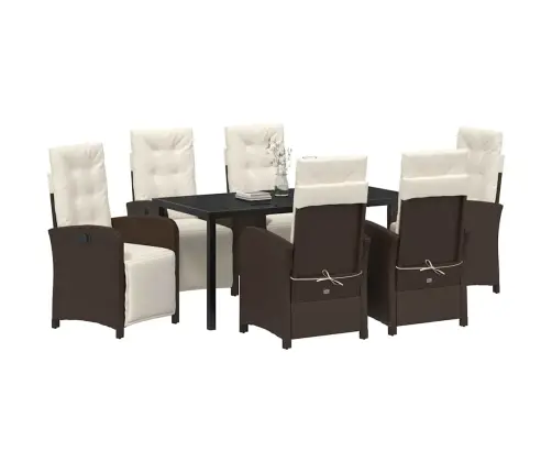 7 Daļu Dārza Galds Ar Spilveniem Brūnā Polirātāna Vidaxl