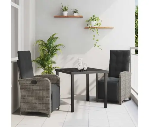 3 Daļu Dārza Galds Ar Spilveniem Pelēkā Poliratanā Vidaxl