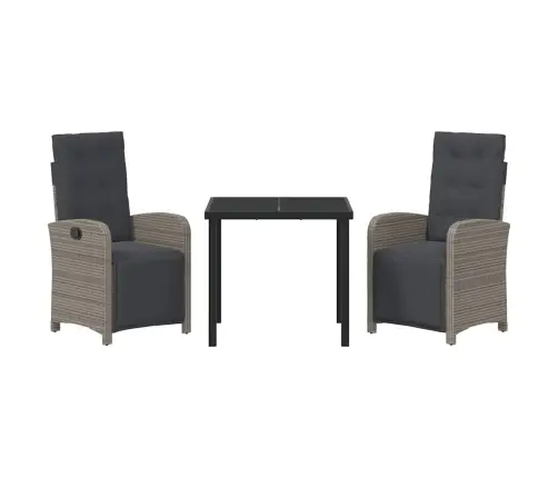 3 Daļu Dārza Galds Ar Spilveniem Pelēkā Poliratanā Vidaxl