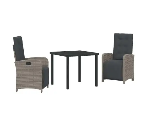 3 Daļu Dārza Galds Ar Spilveniem Pelēkā Poliratanā Vidaxl