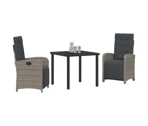 3 Daļu Dārza Galds Ar Spilveniem Pelēkā Poliratanā Vidaxl