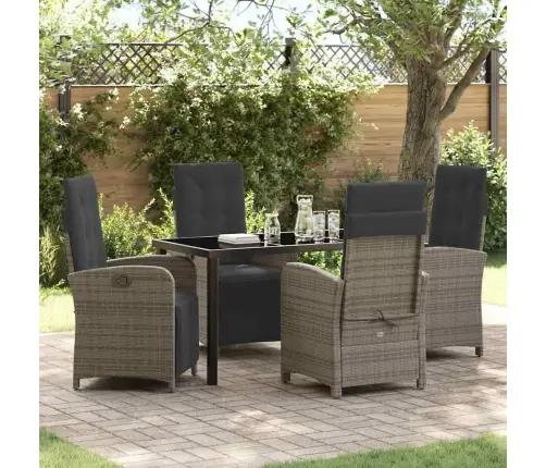 5 Daļu Dārza Galds Ar Spilveniem, Pelēks Poliratanā Vidaxl