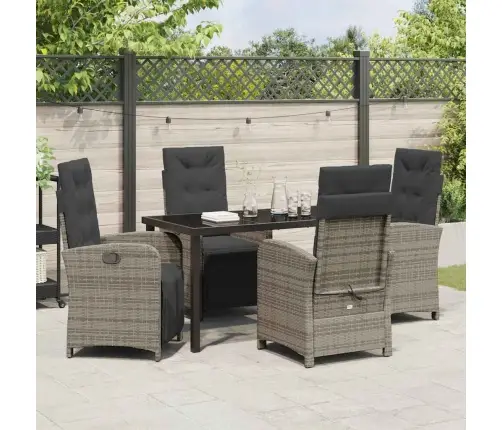 5 Daļu Dārza Galds Ar Spilveniem, Pelēks Poliratanā Vidaxl