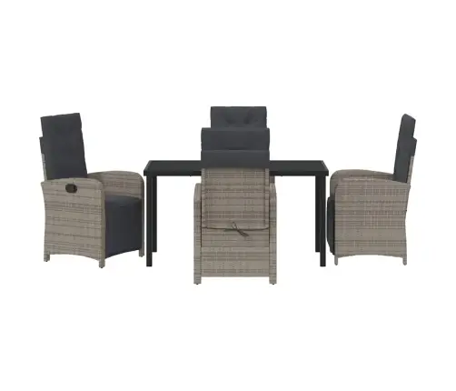 5 Daļu Dārza Galds Ar Spilveniem, Pelēks Poliratanā Vidaxl