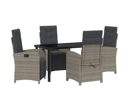 5 Daļu Dārza Galds Ar Spilveniem, Pelēks Poliratanā Vidaxl