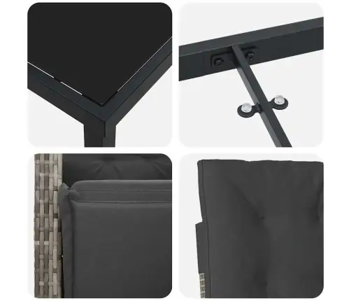 5 Daļu Dārza Galds Ar Spilveniem Pelēkā Polirasā Vidaxl