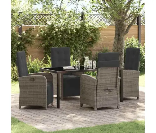 5 Daļu Dārza Galds Ar Spilveniem Pelēkā Polirasā Vidaxl