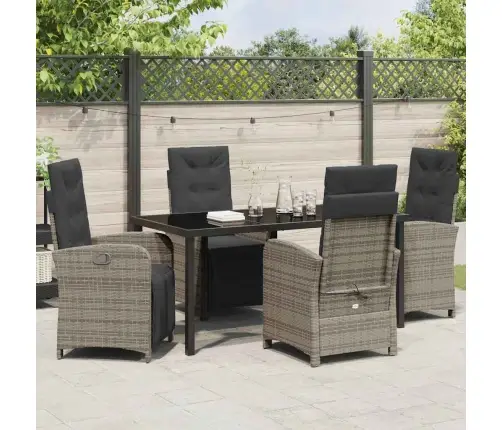 5 Daļu Dārza Galds Ar Spilveniem Pelēkā Polirasā Vidaxl