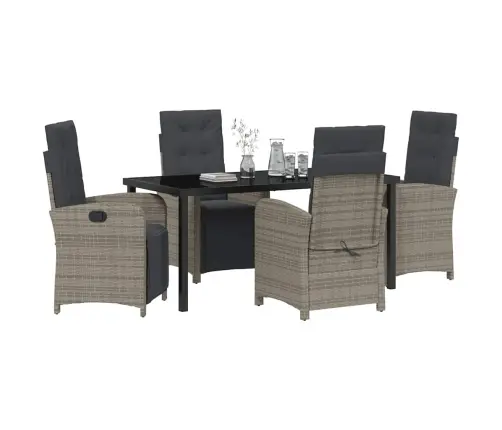 5 Daļu Dārza Galds Ar Spilveniem Pelēkā Polirasā Vidaxl