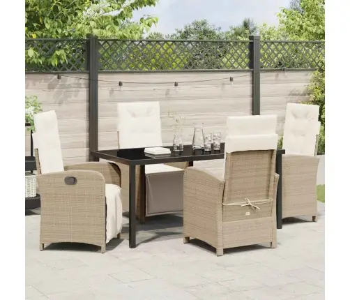 5 Daļu Dārza Galds Ar Spilveniem Bēšā Poliratanā Vidaxl