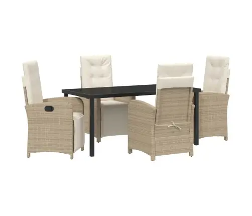 5 Daļu Dārza Galds Ar Spilveniem Bēšā Poliratanā Vidaxl