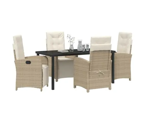 5 Daļu Dārza Galds Ar Spilveniem Bēšā Poliratanā Vidaxl