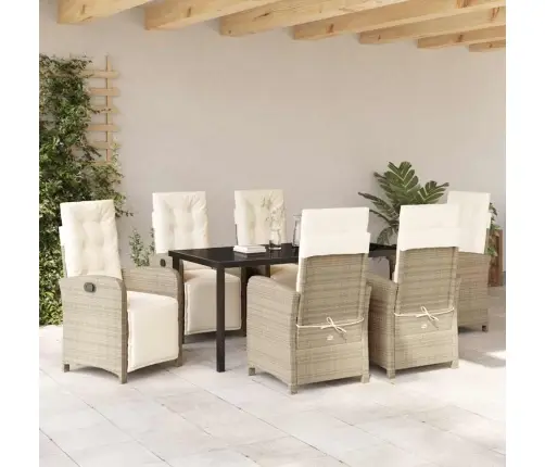 7 Daļu Dārza Galda Komplekts Ar Bēšiem Spilveniem Vidaxl