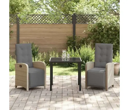 3 Daļu Dārza Galds Ar Spilveniem Bēšā Poliratanā Vidaxl