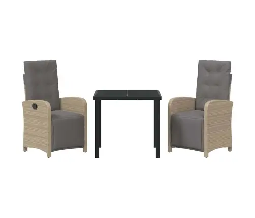 3 Daļu Dārza Galds Ar Spilveniem Bēšā Poliratanā Vidaxl