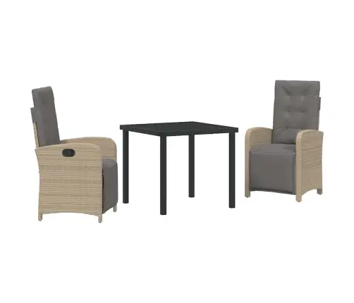 3 Daļu Dārza Galds Ar Spilveniem Bēšā Poliratanā Vidaxl