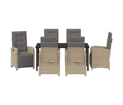 7 Daļu Dārza Galds Ar Spilveniem, Bēšs Polyratans Vidaxl