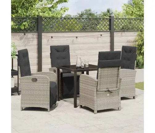 Sodo Valgomojo Komplektas 5 Pcs Šviesiai Pilka Poliratanas