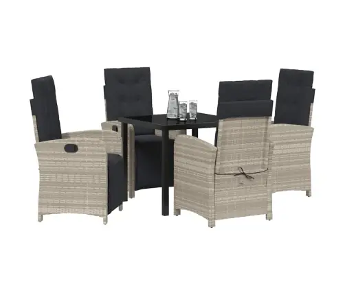 Sodo Valgomojo Komplektas 5 Pcs Šviesiai Pilka Poliratanas