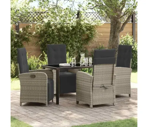 Sodo Valgomojo Komplektas 5 Pcs Šviesiai Pilka Poliratanas