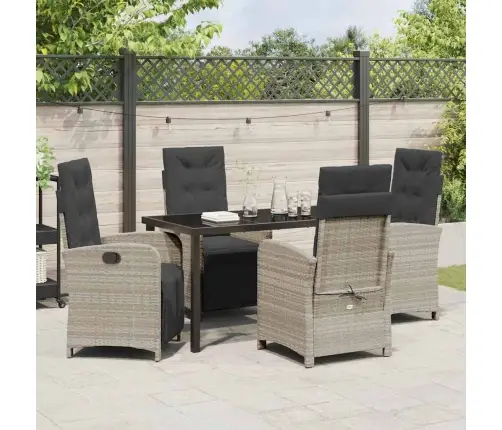 Sodo Valgomojo Komplektas 5 Pcs Šviesiai Pilka Poliratanas