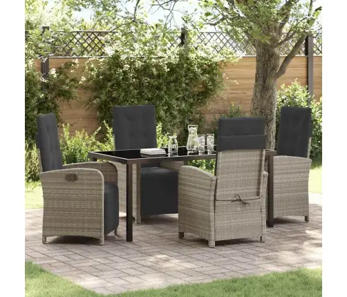 Sodo Valgomojo Komplektas 5 Pcs Šviesiai Pilka Poliratanas