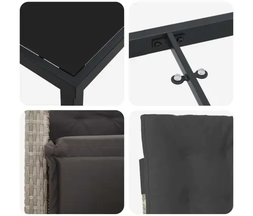 Aia Söögilaudade Komplekt Padjaga 7 Pcs Helehall Polürotang