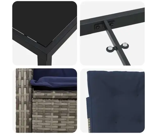 Aia Söögilaudade Komplekt Padjaga 5 Pcs Hall Polürotang