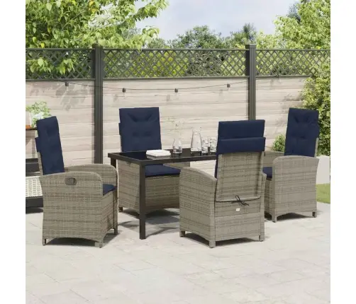 Sodo Valgomojo Komplektas 5 Pcs Pilka Poliratanas