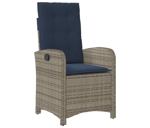 5 Gabalu Dārza Ēdamgalds Ar Spilveniem - Pelēks Poliratanis Vidaxl