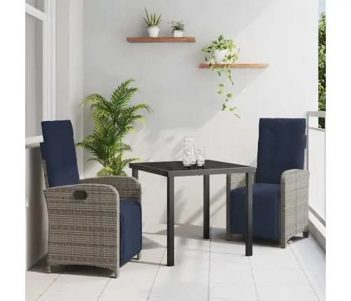 3 Daļu Dārza Ēdamgalda Komplekts - Pelēks Poliratanis Vidaxl