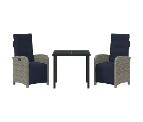 3 Daļu Dārza Ēdamgalda Komplekts - Pelēks Poliratanis Vidaxl