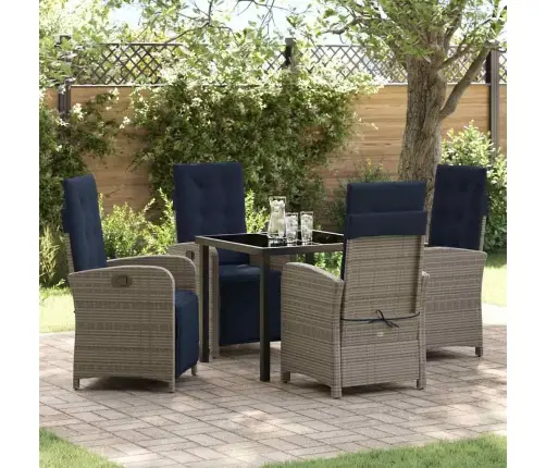 5 Daļu Dārza Ēdamgalds Komplekts Pelēkā Poliratānā Vidaxl