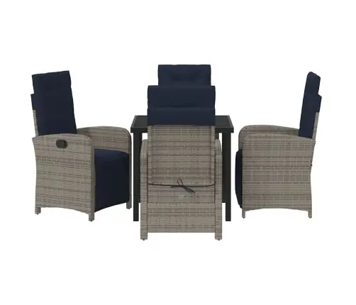 5 Daļu Dārza Ēdamgalds Komplekts Pelēkā Poliratānā Vidaxl