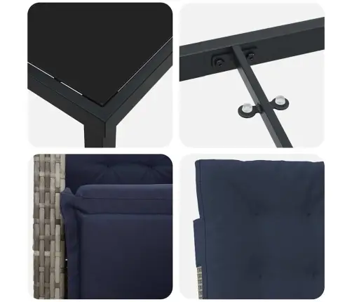 Sodo Valgomojo Komplektas Su Pagalve 5 Pcs Pilka Poliratanas