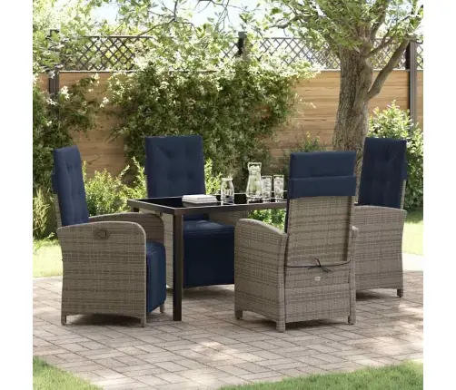 Sodo Valgomojo Komplektas Su Pagalve 5 Pcs Pilka Poliratanas