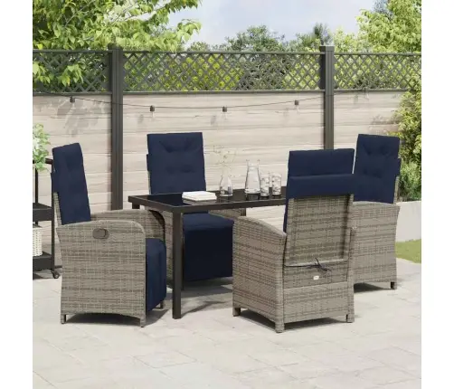 Sodo Valgomojo Komplektas Su Pagalve 5 Pcs Pilka Poliratanas