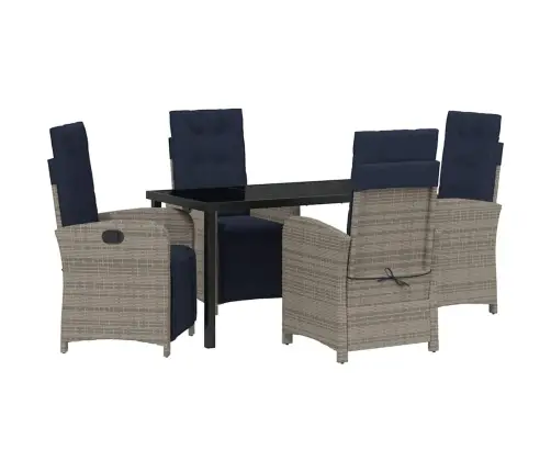 Sodo Valgomojo Komplektas Su Pagalve 5 Pcs Pilka Poliratanas