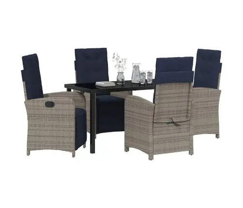 Sodo Valgomojo Komplektas Su Pagalve 5 Pcs Pilka Poliratanas