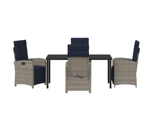 5 Daļu Dārza Ēdamgalda Komplekts, Pelēks Poliratanis Vidaxl