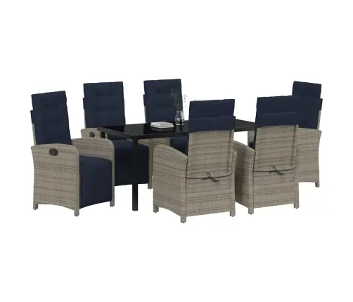 7 Daļu Dārza Ēdamgalds Komplekts Pelēks Polyratans Vidaxl