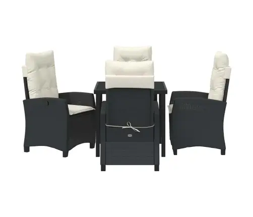 5 Daļu Dārza Ēdamgalda Komplekts Ar Spilveniem - Melns Polyratans Vidaxl